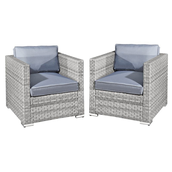 Malta Rattan 2 Seat Twin Chair Set in Dove Grey