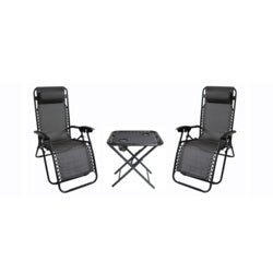 SupaGarden 3 Piece Zero Gravity Chair Set with Adjustable Reclining