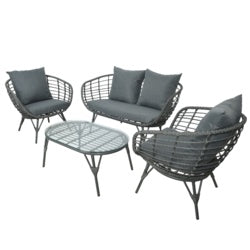 Kaemingk Evora Wicker Sofa Set Grey - 145cm