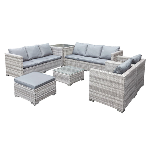 Malta XS Rattan 9 Seat U-Shape Set in Dove Grey