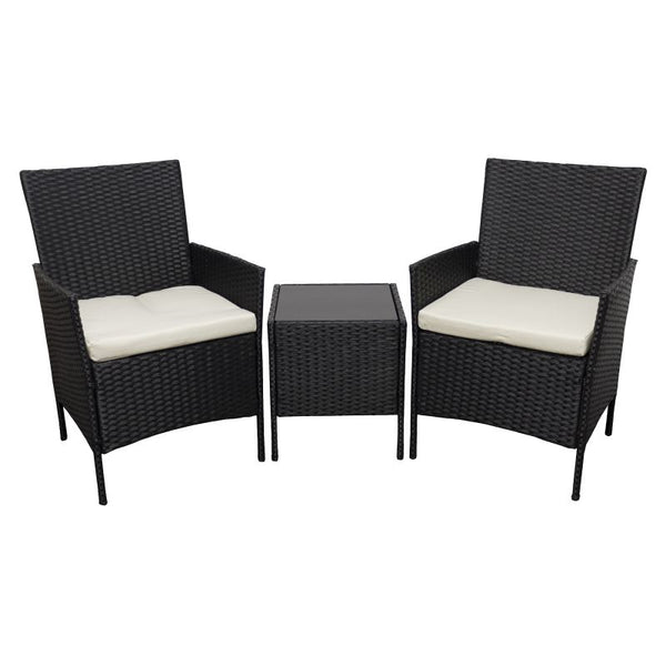 Hawaii KD Rattan 2 Seat Tea for Two Set in Black