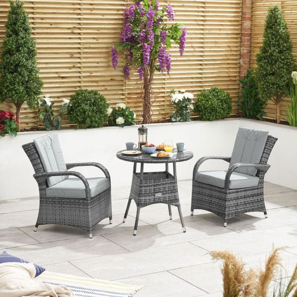 Nova Olivia 2 Seat Bistro Set - 75cm Round Table Grey