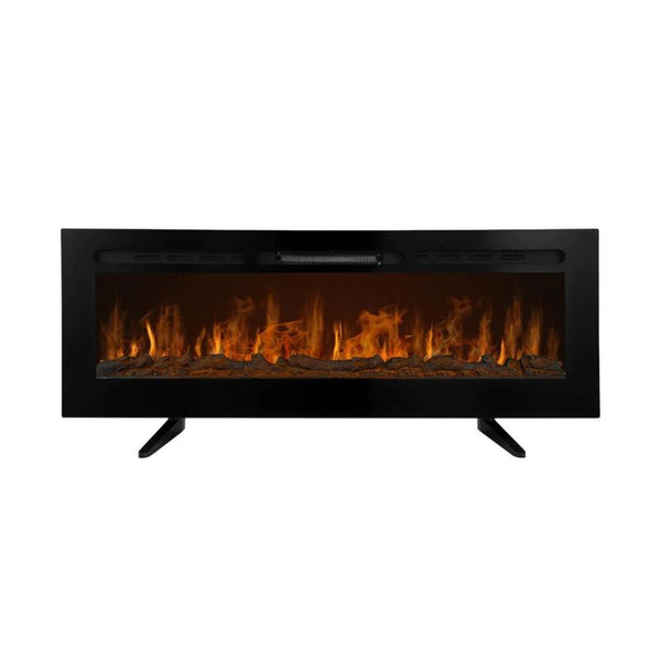 Electric Inset Fireplace with Black Framed Tempered Glass - 60”