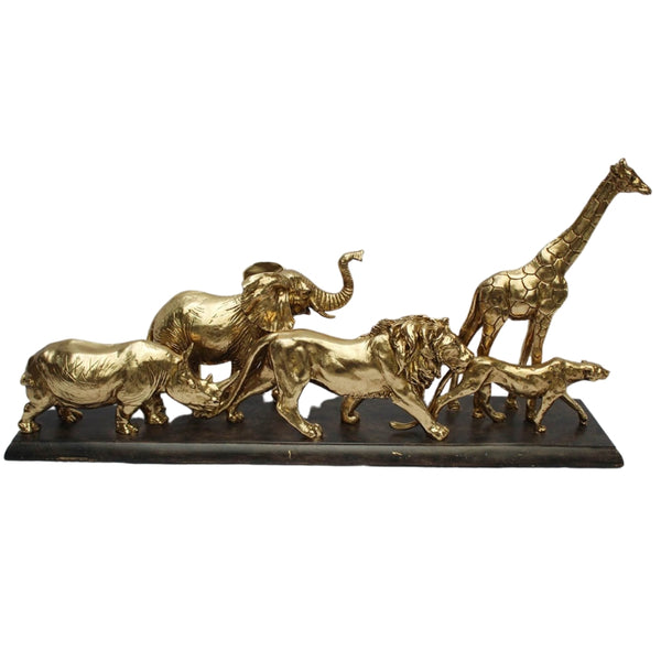 African Walking Group Animals Ornament - Gold