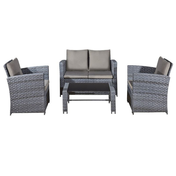 Acorn Rattan 4 Seat Lounge Set in Ocean Grey