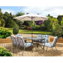 Pagoda Roma Dining Set With Parasol  - 6 Seater with Stacking Chairs