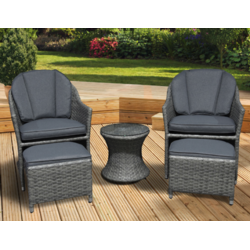 Pagoda Corfu Rattan Companion Set with Foot Stools