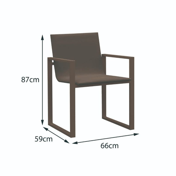 Fermo Aluminium & Textilene Dining Chair in Coffee with Coffee Sling