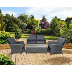 Pagoda Sicily Coffee Lounge Sofa Set With Printed Glass - 4 Piece