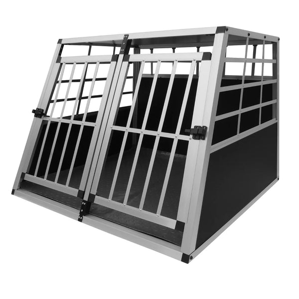 Car Pet Crate - Large Double Doors FREE Washable Rubber Mat