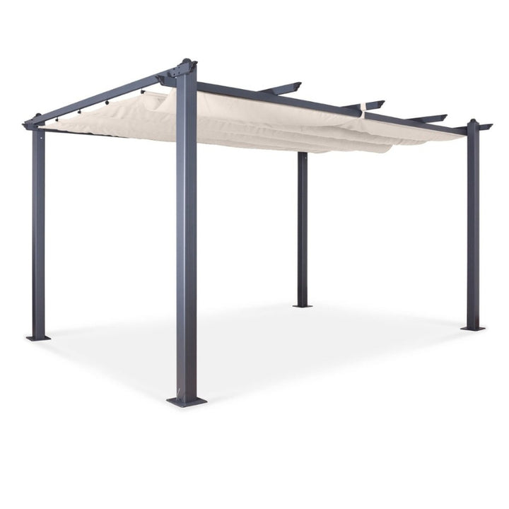 Acorn Aluminium 4m Rectangular Pergola Gazebo in Creamy White