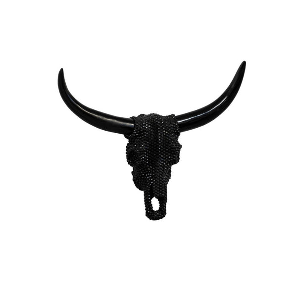 Black Bull Head Wall Ornament with Horns