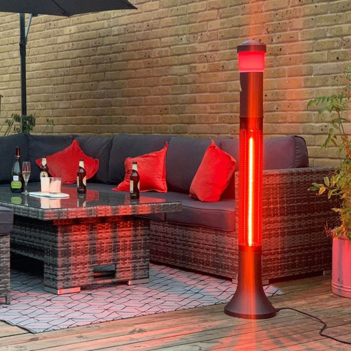 Fogo & Chama® Electric Outdoor Patio Heater with LED and Bluetooth Speaker