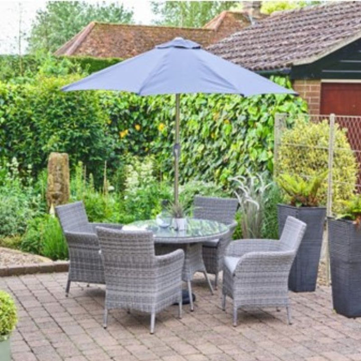 Monaco Stone 4 Seat Dining Set with 2.2m Parasol