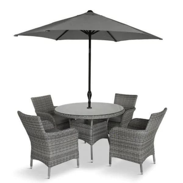 Monaco Stone 4 Seat Dining Set with 2.2m Parasol