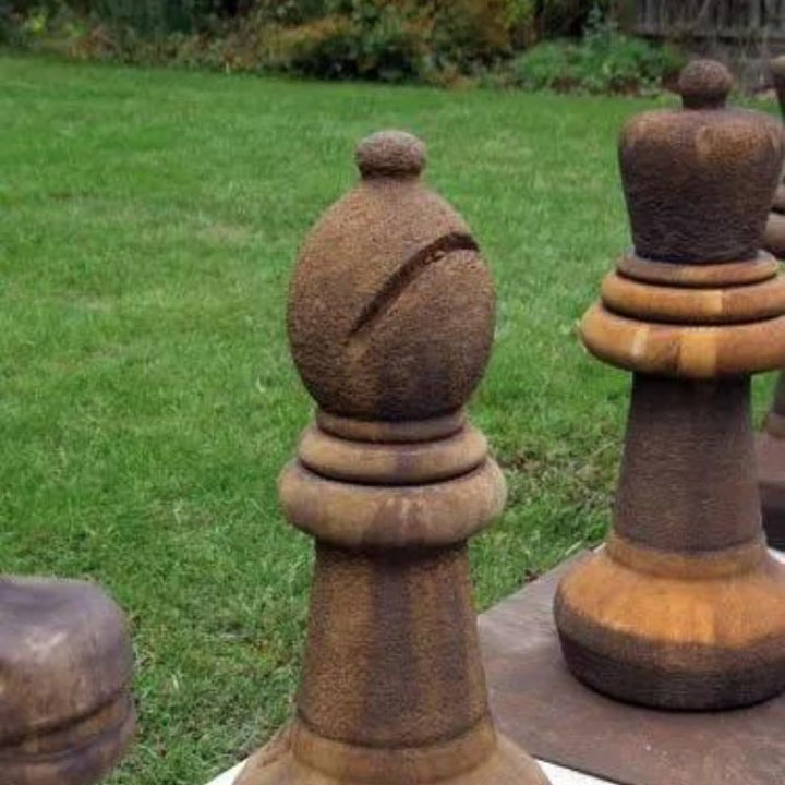 Lucas Stone Bishop Chess Piece Rust