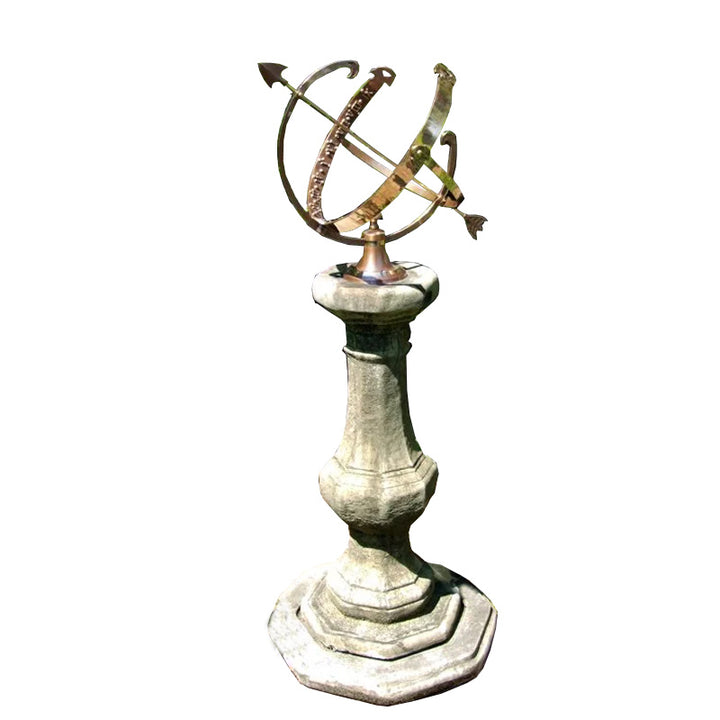 Lucas Stone Pedestal Armillary Garden Feature