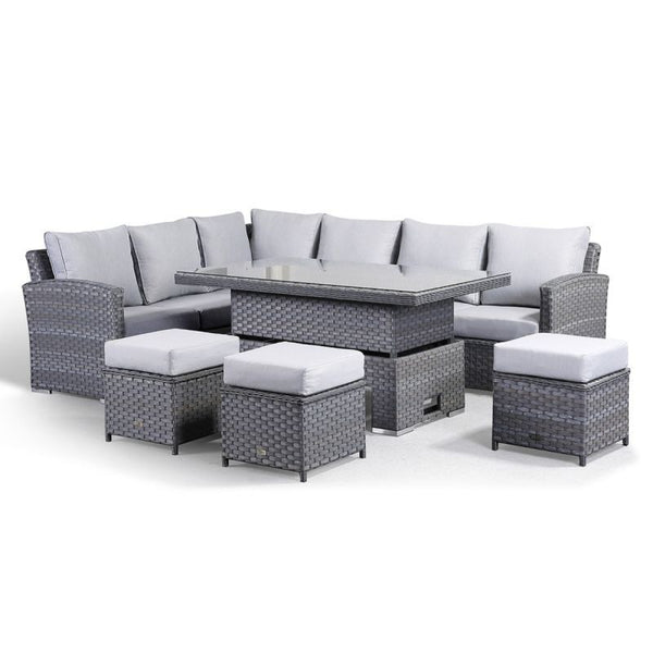 Scarlet Rattan Corner Set - 9 Seat with Rising Table