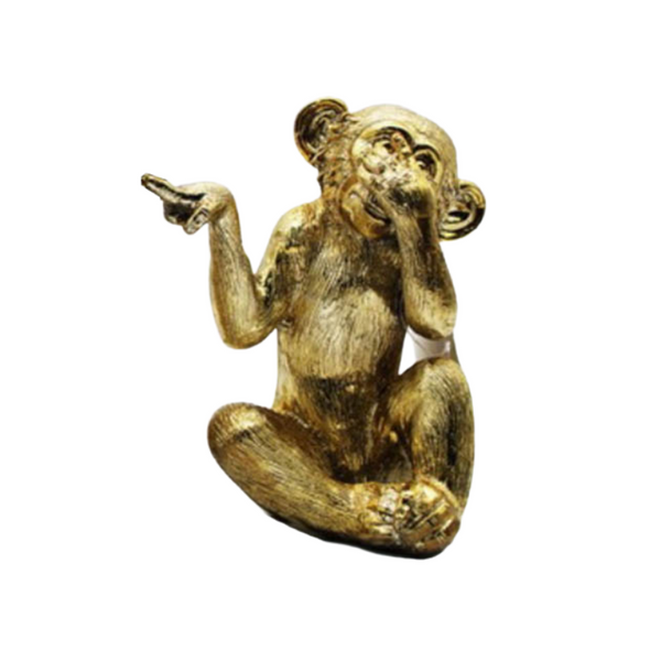 Orangutan Animal Statues - Gold Left
