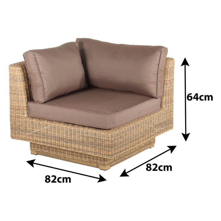 Cozy Bay Chicago Rattan 6 Seater Deluxe Modular Lounge Set with Brown Cushions