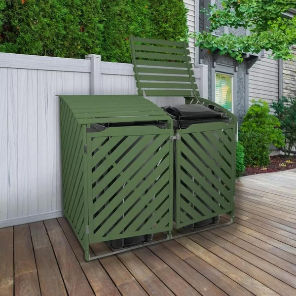 Sage Green Double Wheelie Bin Storage for 2 x 240 Litre Bins