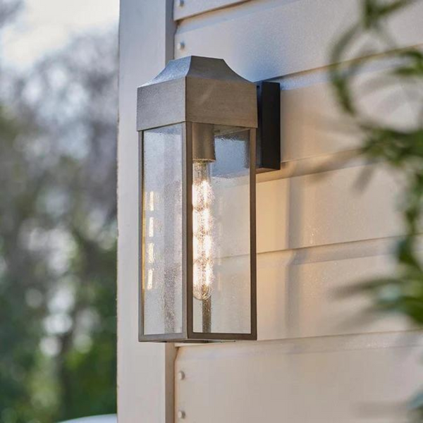 Aila Outdoor Silver Rectangular Lantern Wall Light