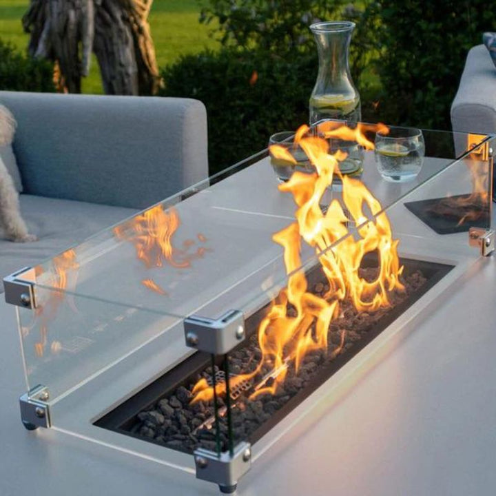 Maze Antalya Grey and White 3 Seat Sofa Set With Fire Pit Table