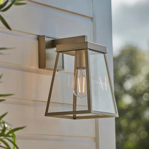 Nora Outdoor Gold & Glass Lantern Wall Light