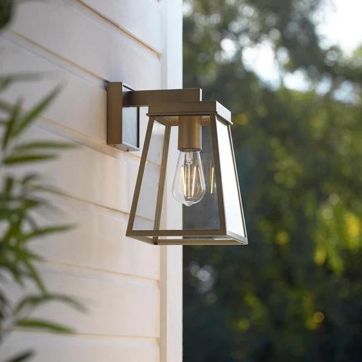 Nora Outdoor Gold & Glass Lantern Wall Light