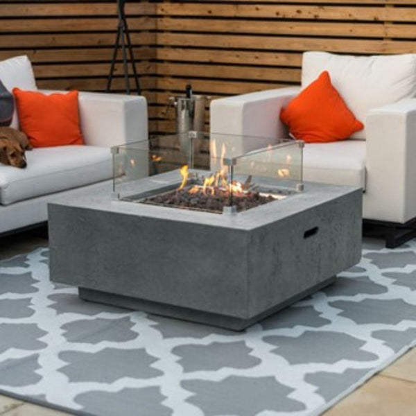 Nova Albany Gas Fire Pit & Wind Guard Light Grey