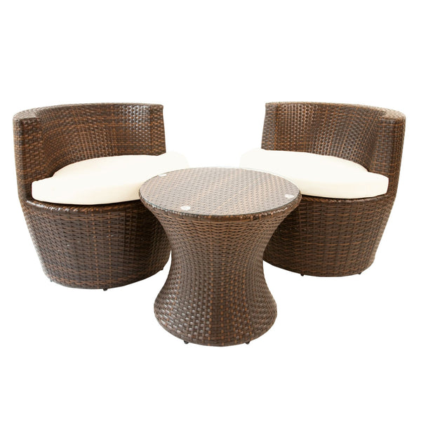 Provence Rattan 2 Seater Round Tea For Two Set in Cappuccino