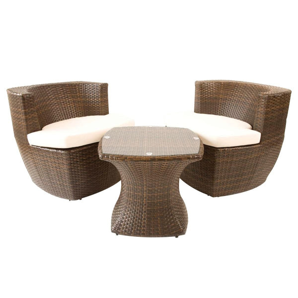 Provence Rattan 2 Seater Square Tea For Two Set in Cappuccino