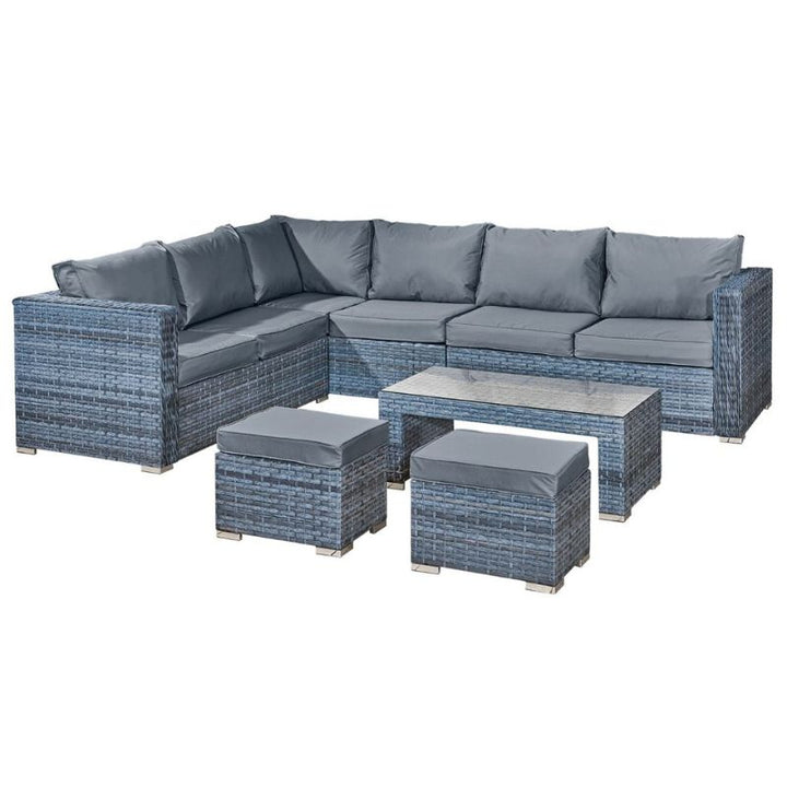 Aruba Rattan 8 Seat Corner Set in Ocean Grey