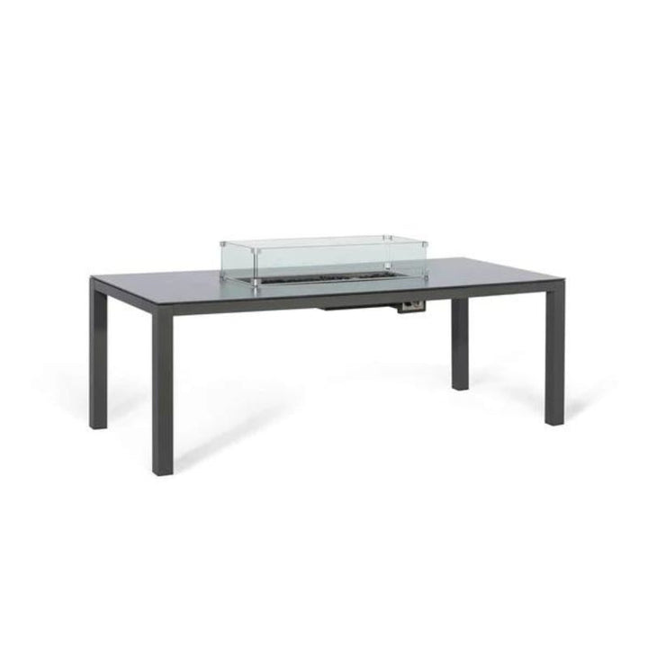 Maze Valetta Charcoal Grey and White 8 Seat Rectangular Dining Set With Fire Pit Table