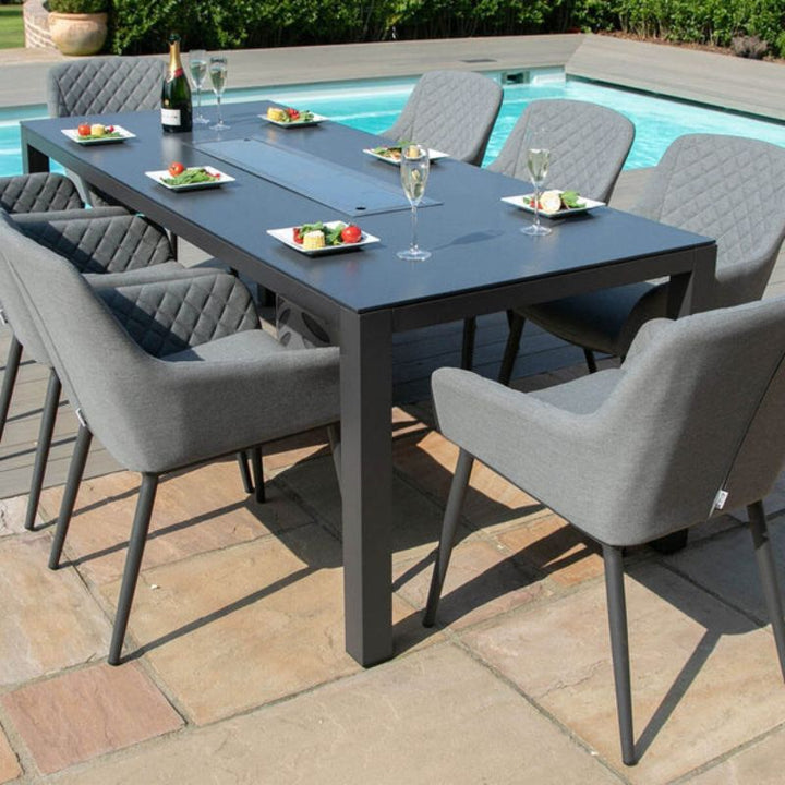 Maze Valetta Charcoal Grey and White 8 Seat Rectangular Dining Set With Fire Pit Table