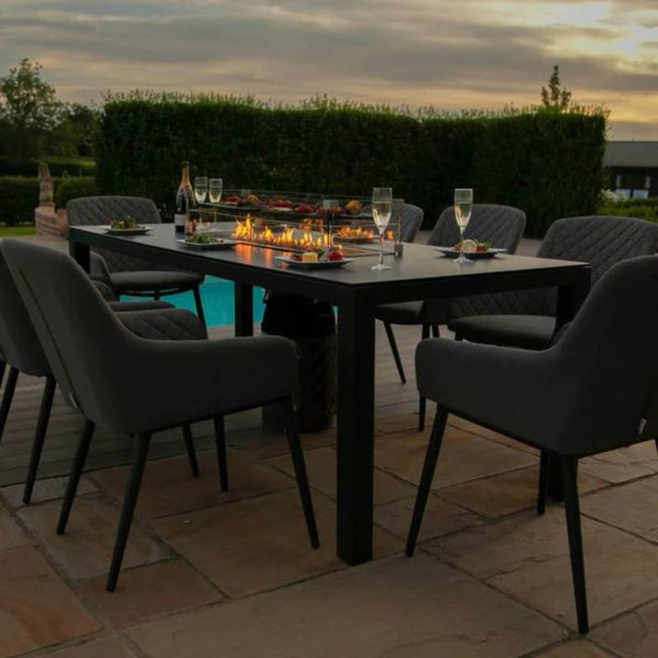 Maze Valetta Charcoal Grey and White 8 Seat Rectangular Dining Set With Fire Pit Table