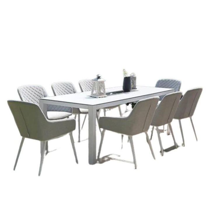 Maze Valetta Charcoal Grey and White 8 Seat Rectangular Dining Set With Fire Pit Table