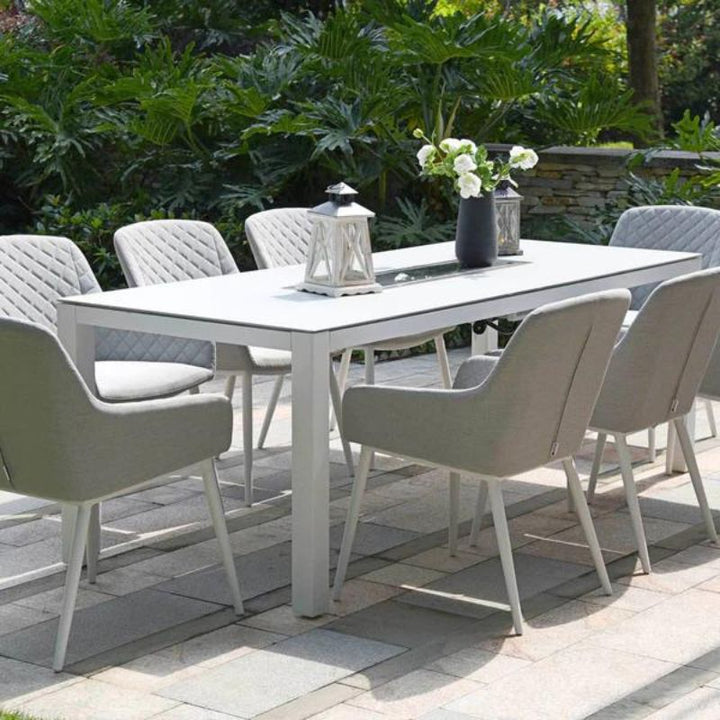 Maze Valetta Charcoal Grey and White 8 Seat Rectangular Dining Set With Fire Pit Table