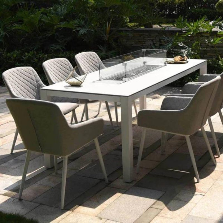 Maze Valetta Charcoal Grey and White 8 Seat Rectangular Dining Set With Fire Pit Table