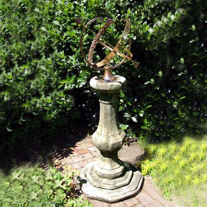 Lucas Stone Pedestal Armillary Garden Feature